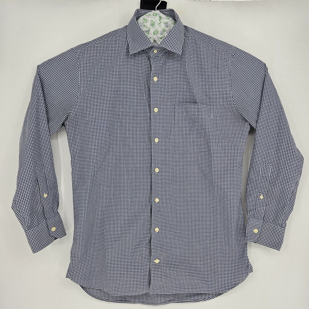 Peter Millar Shirt Mens 16.5 Long Crown Finish Button Up Gingham Casual‎ Preppy